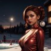 Snowy Red Dress Beauty - Elina Karimova Wallpaper Free Download