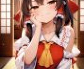Reimu Hakurei，A girl in red dress is sitting on floor.