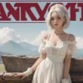 Computer wallpaper， magazine cover photo of white-haired beauty， real person， white skirt anime character tanning