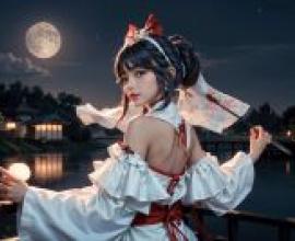 真人美女，東方Project，博麗靈夢，日本巫女，真人版，「月夜神社光」