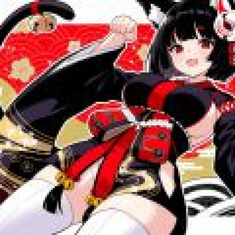 yamashiro azur lane，Anime woman in black with red bow on her chest.