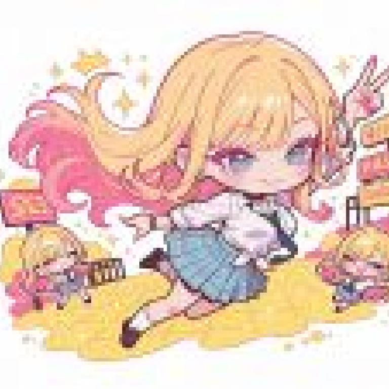 chibi，Anime girl on a sign that says dancing and others.