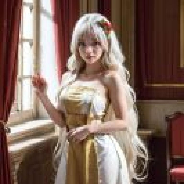 白髮女孩，身穿黃色洋裝的女孩。