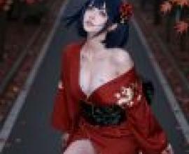 紅衣女妖，身穿紅色和服的亞洲女子。