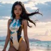 Computer wallpaper， pokemon nessa Lurina Pokémon， real person， gorgeous seaside beauty