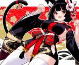 yamashiro azur lane，Anime woman in black with red bow on her chest.