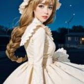 Mobile wallpaper， Macrophage， Cells at Work， realistic， a woman in a dress and a bow on her head.