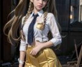 Leila Malcal Code Geass Akito the ExiledA girl wearing a dress and holding a handbag.