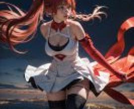 Changli，Fusion Natural Resonator in Wuthering Waves，A woman with red hair and a white dress standing on the shore.