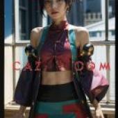 手機桌布，Luca Trulyworth，寫實，一位身著和服的女孩登上了《VOGUE》雜誌的封面。