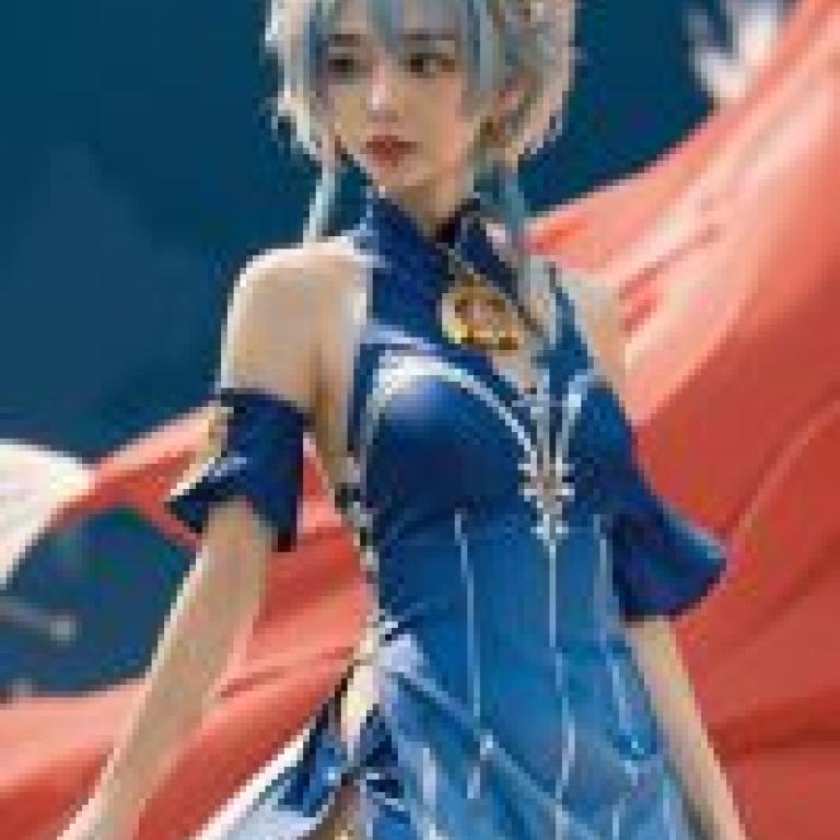 Ganyu，Genshin Impact，Blue dress on a girl with long hair.