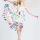 ZIT ATR，A blonde girl wearing a tie die dress.