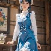 Kamisato Ayaka Genshin Impact，Woman dressed in blue clothing.