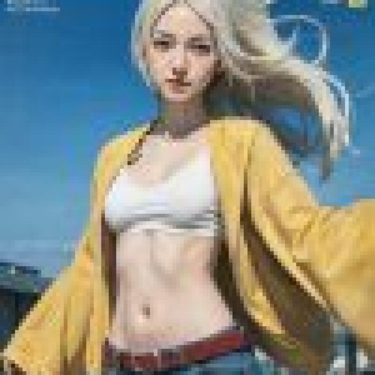 紫苑鳴人，一位身穿黃色外套和白色上衣的金髮女子。