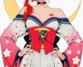 kimono，A drawing of a woman in Japanese garb.