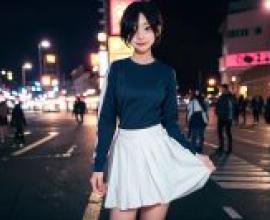 出雲風子 不死族 厄運 神經達文西 穿著黑色襯衫和白色裙子的女人。