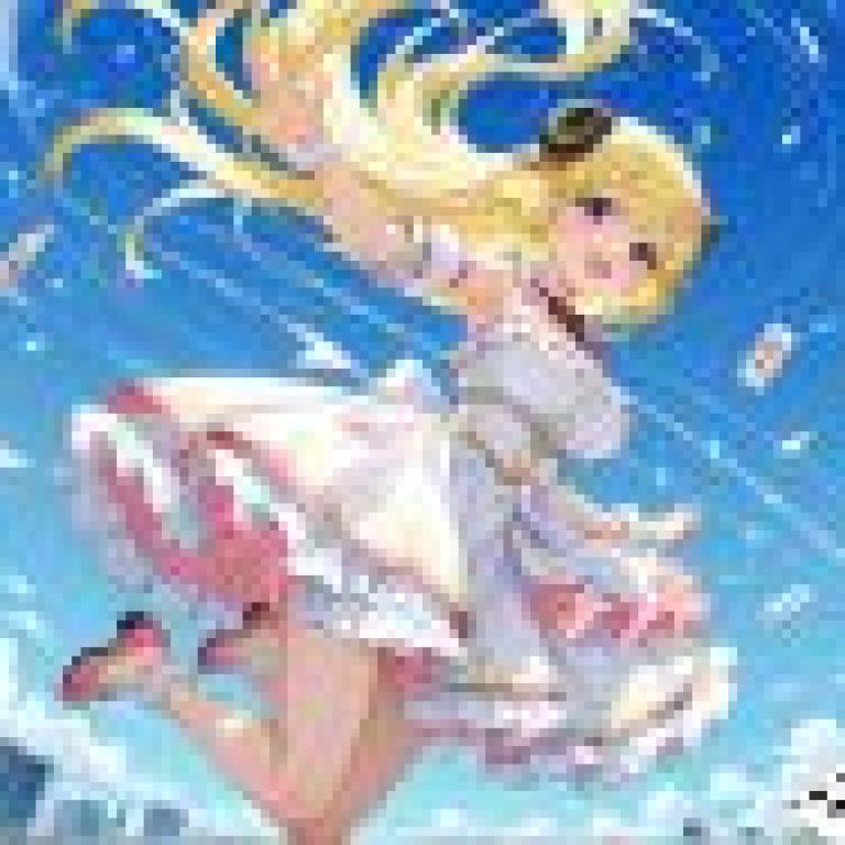 tsunomaki watame，一位身穿白色連身裙的女子在空中飛翔。