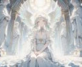 Holy Palace，Girl with angel wings and dress.