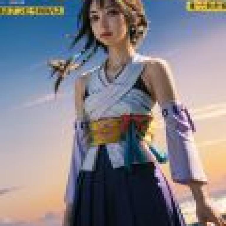Yuna，FFX，封面上的模特兒為藍色和黃色。