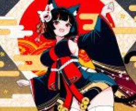 yamashiro azur lane，Black cat with red bow and red ribbon on his waist.