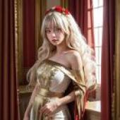 白髮女孩，身穿禮服的金髮模特兒。