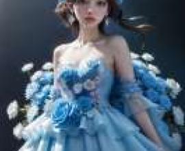 JAY 藍色花朵連身裙，一款藍色連身裙款式。