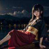 Live anime， hell girl， Yan Moai， kimono， night dream kimono gorgeous posture
