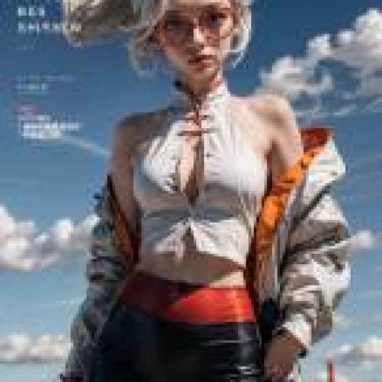 手機桌布，Purah The Legend of Zelda，寫實，一名金髮戴眼鏡的女子穿著白色上衣、紅色褲子和黑色靴子。