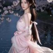 Predestined relationship，A girl in a pink dress with her hair down.