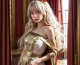 白髮女孩，身穿禮服的金髮模特兒。