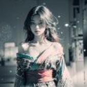 Computer desktop， live version， kimono beauty， kimono street scenery