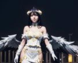 computer wallpaper， Albedo， アルベド， Albedo， OVERLORD character， live-action version， Angel Pose: Live-action version of Albedo character 3D realistic animation