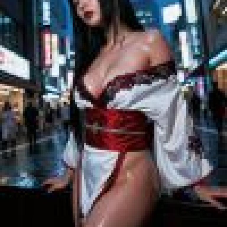 kimono，A geisha with red and white kimono.