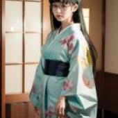 Araragi Tsukihi， Monogatari Series，A woman in a kimono is wearing glasses.