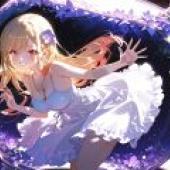 kitagawa marin，Anime girl with long blonde hair and blue dress.