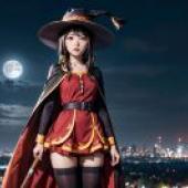 The live -action version of the blessing， Huihui， genius magician， beautiful tablecloth， anime desktop， Wonderland Mountain Top