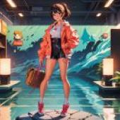 Anime beautiful girl， shopping fantasy rock tablecloth free download