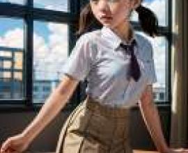 Shizuka Minamoto 源靜香，A girl with her hands on her hips.