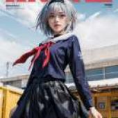 sora ginko，《龍王的工作永無止境》，身穿藍色校服的女孩登上了 mnnke 雜誌的封面。