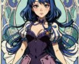 THE iDOL MSTER，Blue haired anime girl with purple dress.