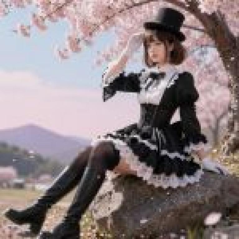 特別服裝 Zinnia，一位戴著黑色高頂禮帽的年輕女士