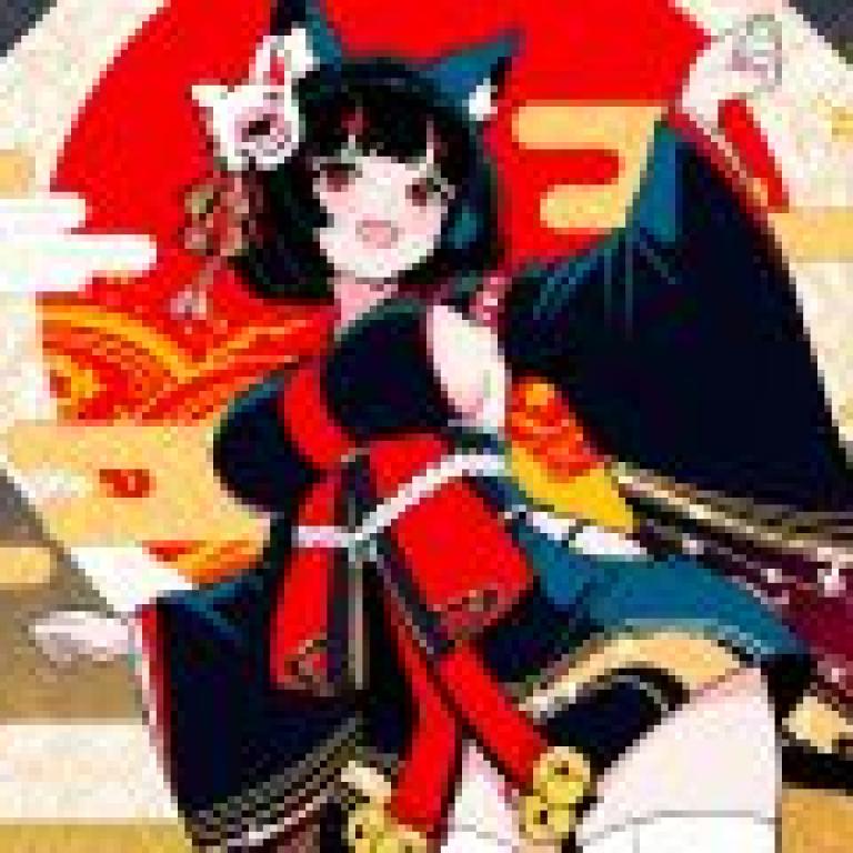 山城碧藍航線，一隻腰間繫著紅色蝴蝶結和紅色絲帶的黑貓。