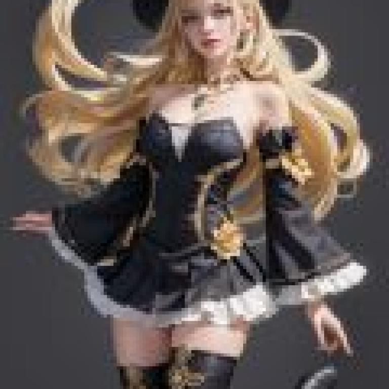 genshin navia，Anime woman dressed up in black， white and gold.