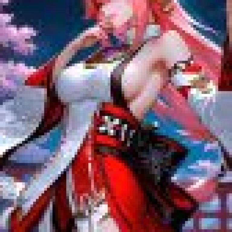 girls，Anime girl in red dress by moon.
