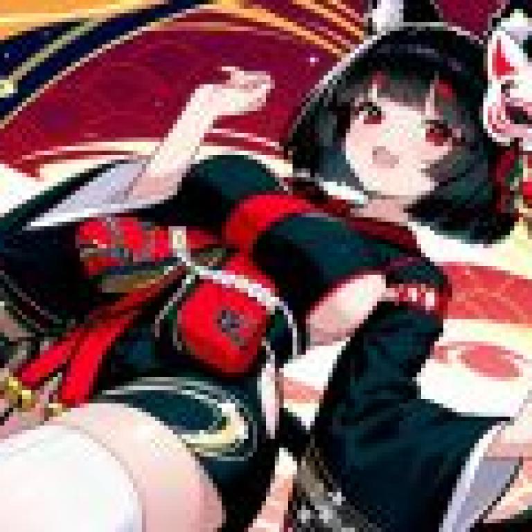 山城碧藍航線，黑髮紅蝴蝶結動漫女孩。