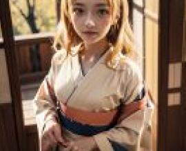 亞歷珊卓·波克雷甚金《勇敢的女巫》穿著和服的女孩。