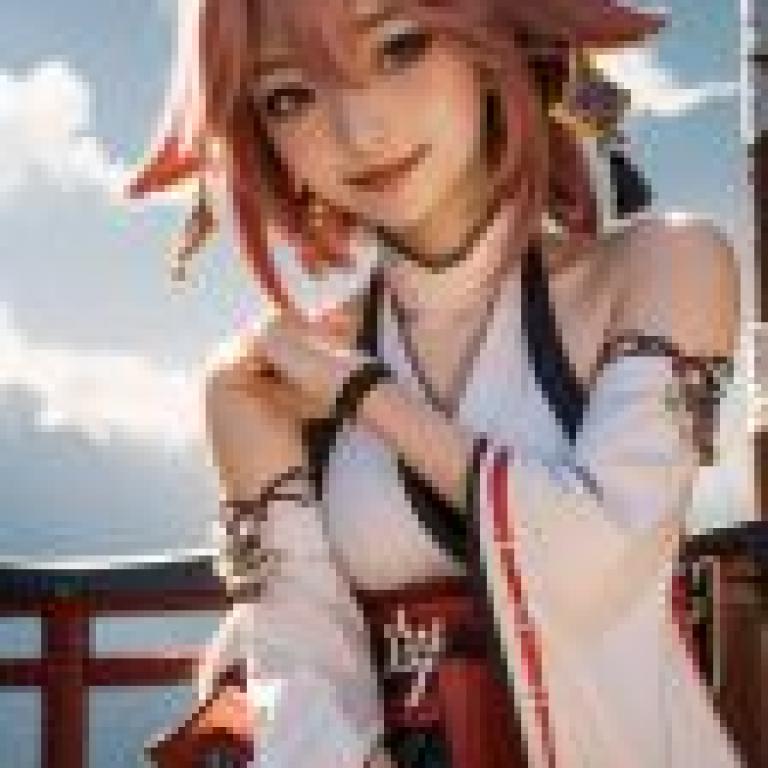手機桌布，八重神子 Yae Miko Genshin Impact 原神，寫實，「貓與巫女」