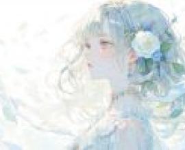 Holy Palace，Blue hair with blue flower in it.