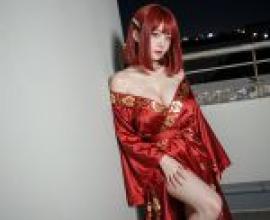 The Ghost on the Top Floor，A red wigged woman.