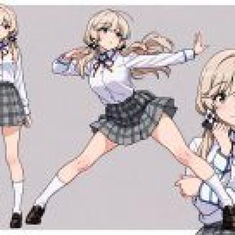 紫陽西瀨名，一個金髮動漫角色，身穿制服。